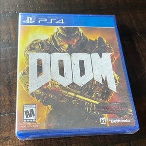 DOOM (PS4) Video Game by Sony - Black and Yellow Cover
